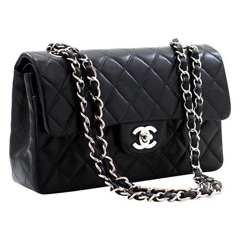 black chanel bag with silver chain|lambskin shoulder bag black.